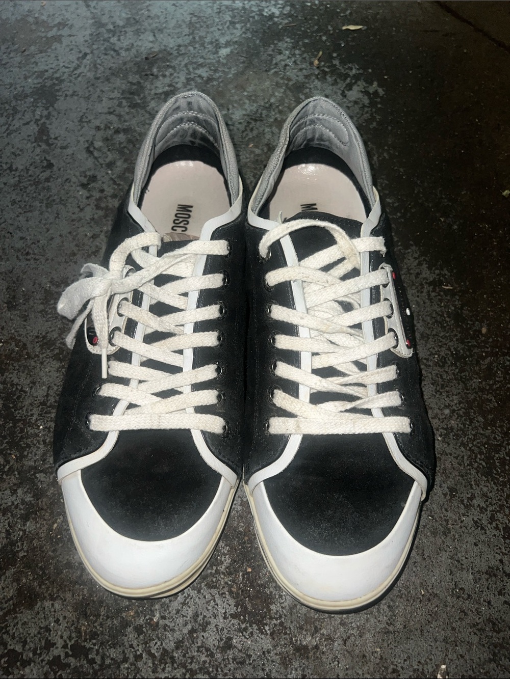 Moschino Black and White Low-Top Sneakers